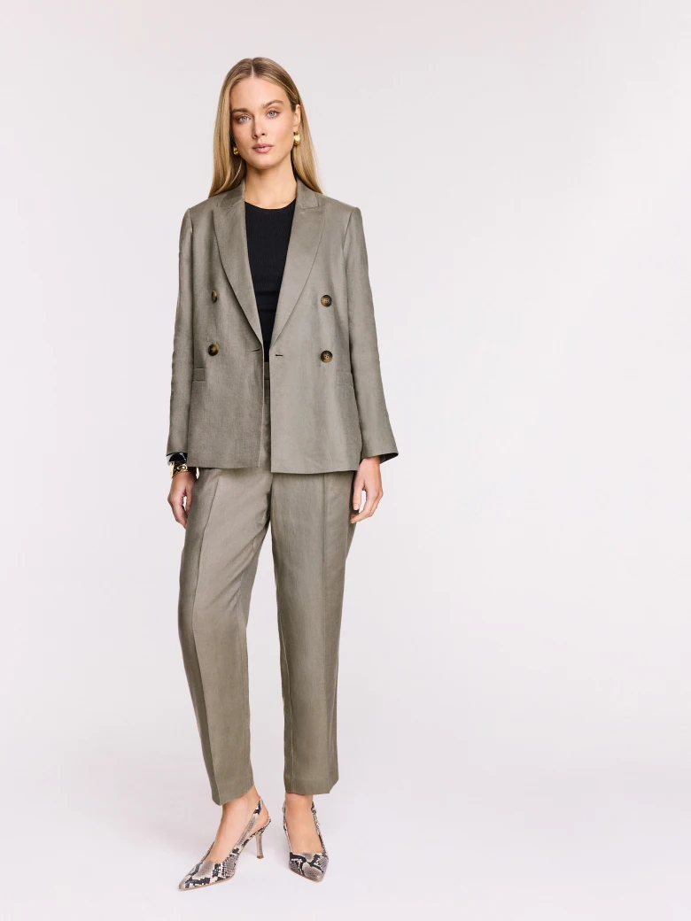 Lniane spodnie garniturowe w kolorze khaki