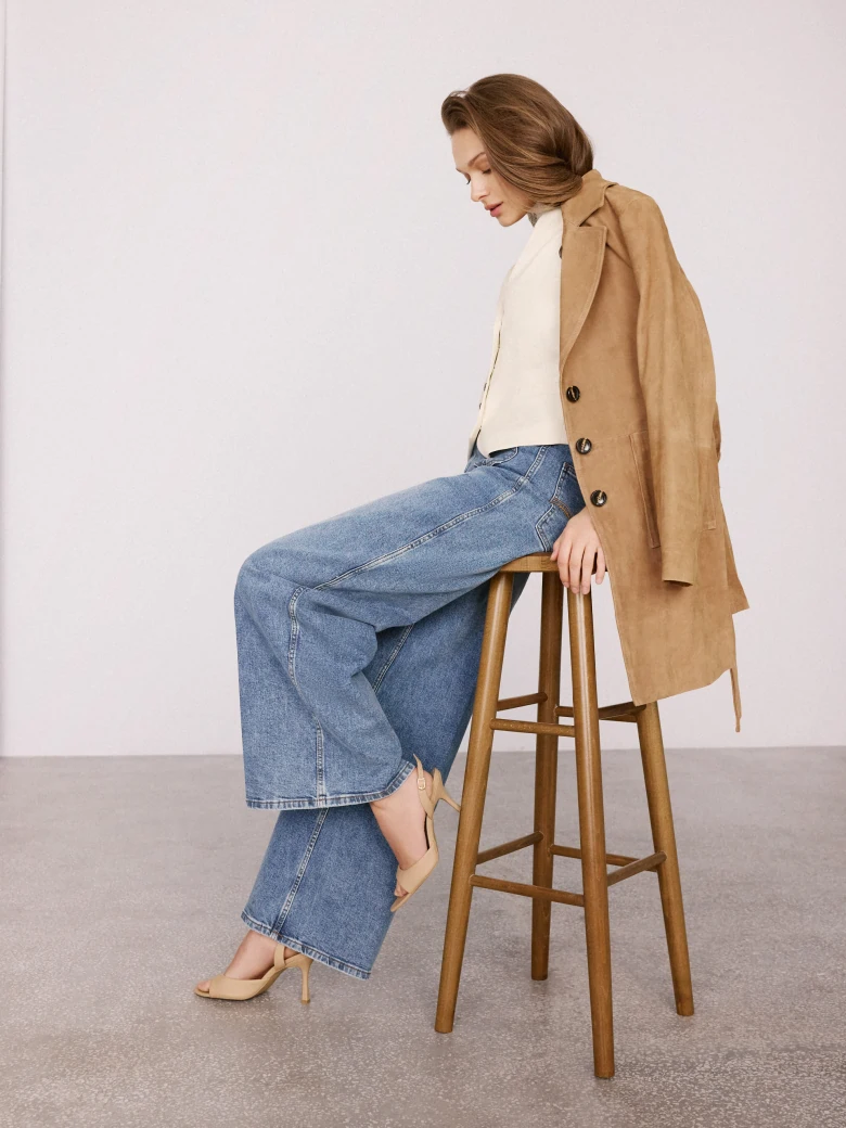 Jeansowe spodnie z wysokim stanem w stylu vintage