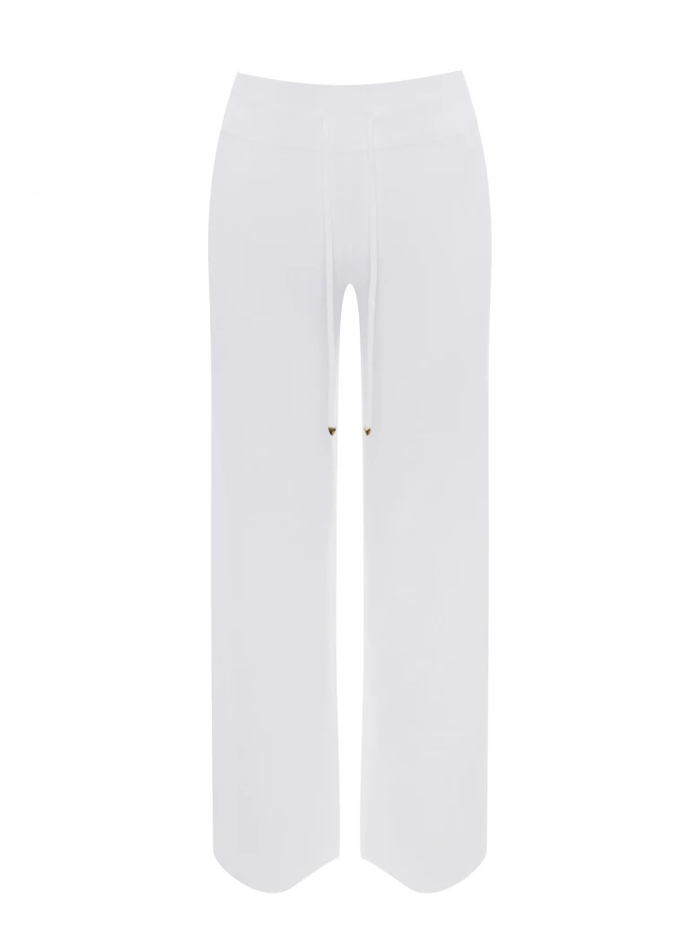 Cream high-waisted knit pants