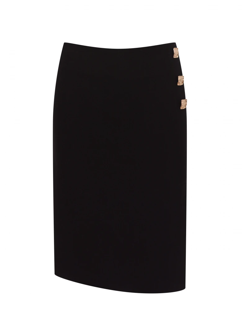 Black high-waisted skirt with decorative buttons