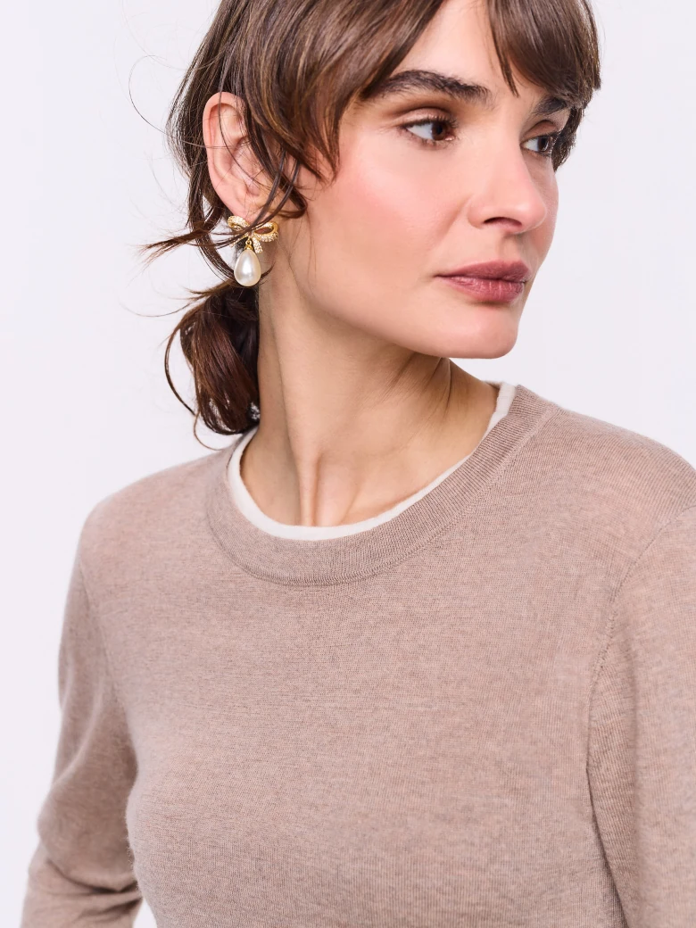 Light beige wool knit sweater