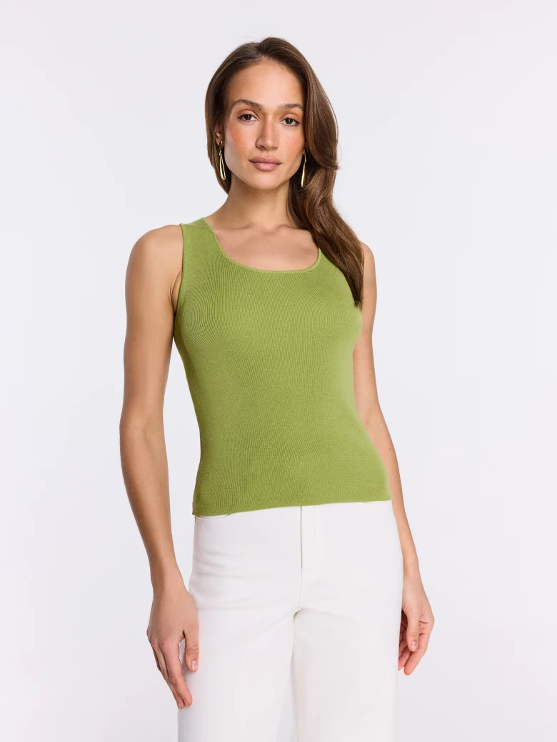 A fitted knit top in light green