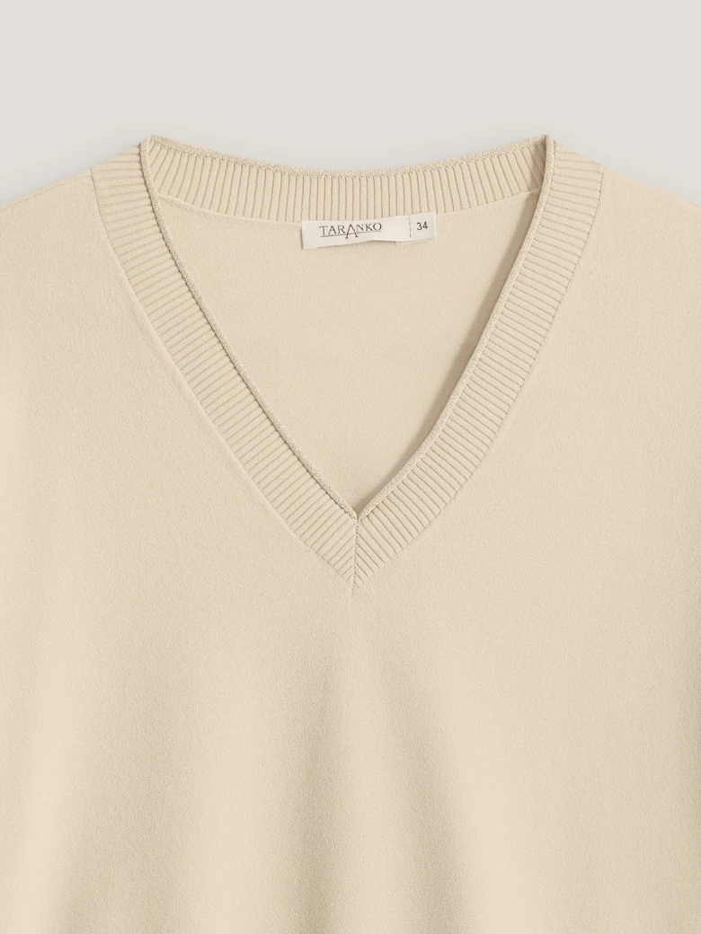 Beige short-sleeved jumper