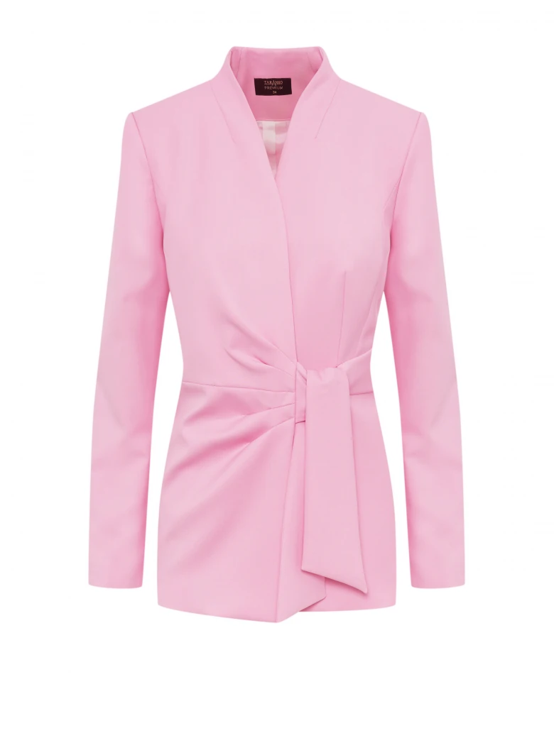 Unique pink jacket with a tie at the waist