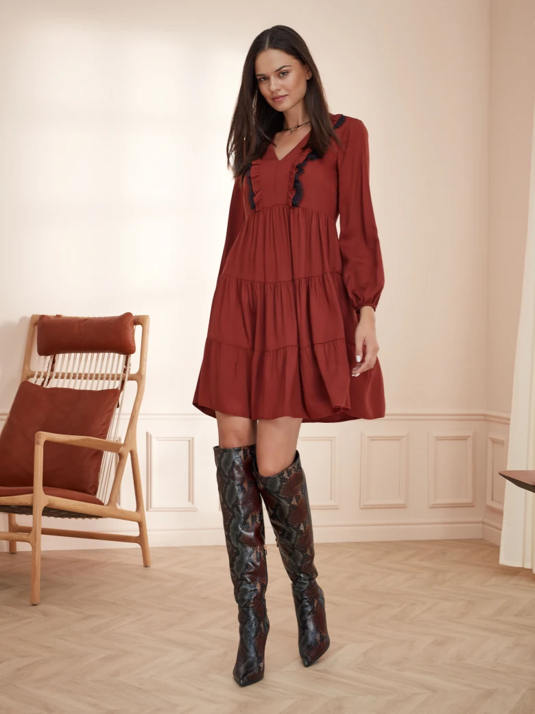 FLARED DRESS WITH RUFFLES