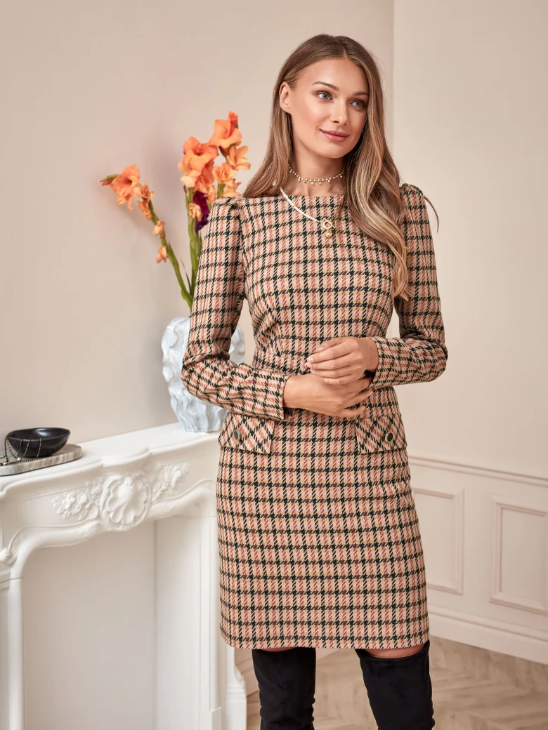 CHECKERED DRESS WITH RUFFLES