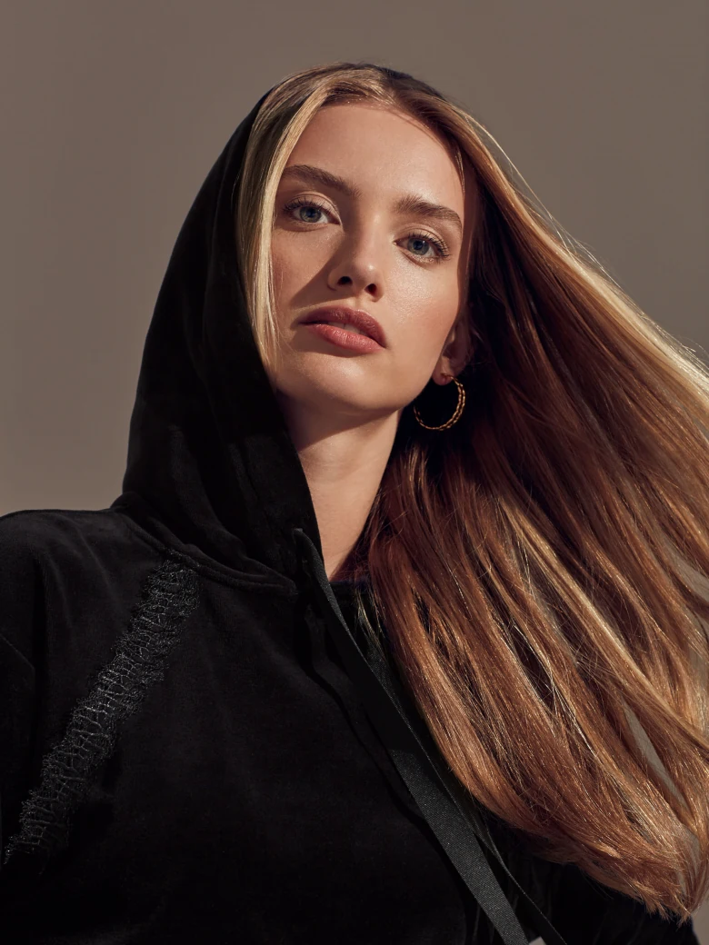 Black hooded sweatshirt