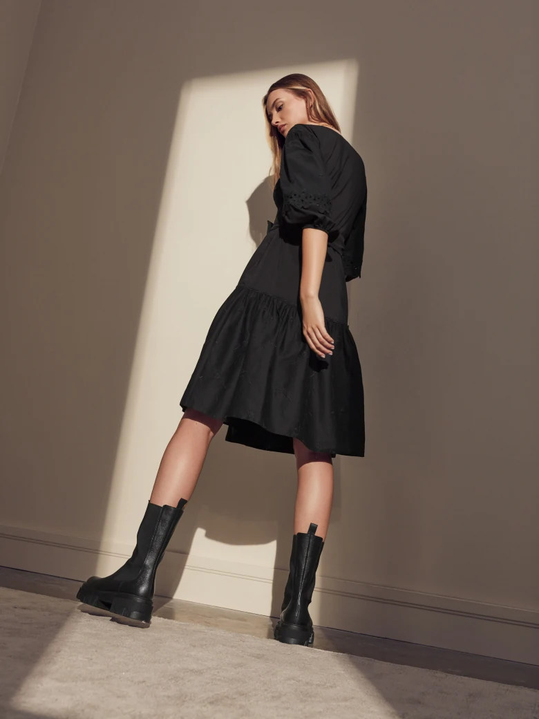 Dress with frill in black