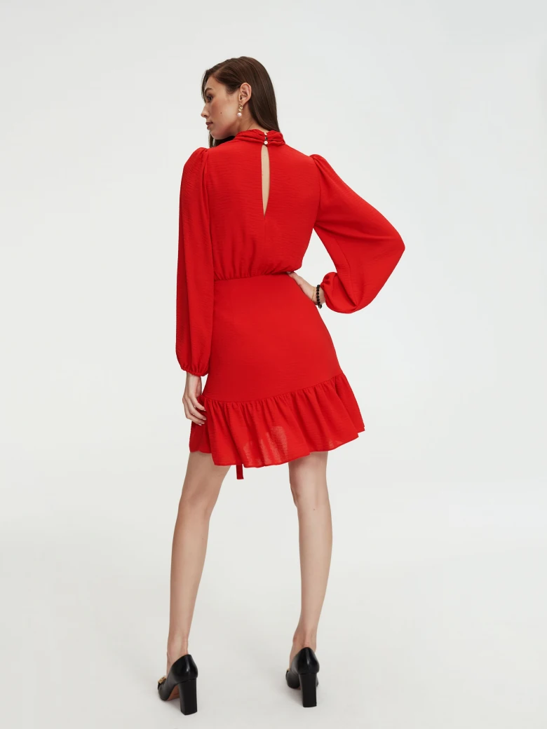 Red dress with frills