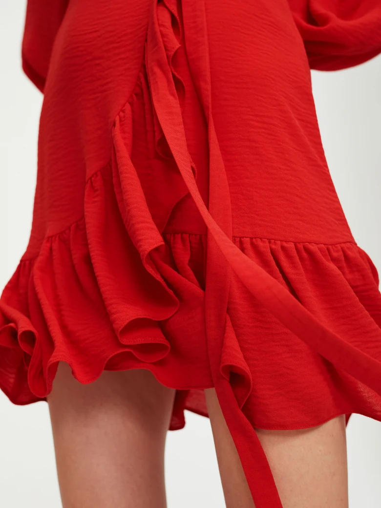 Red dress with frills