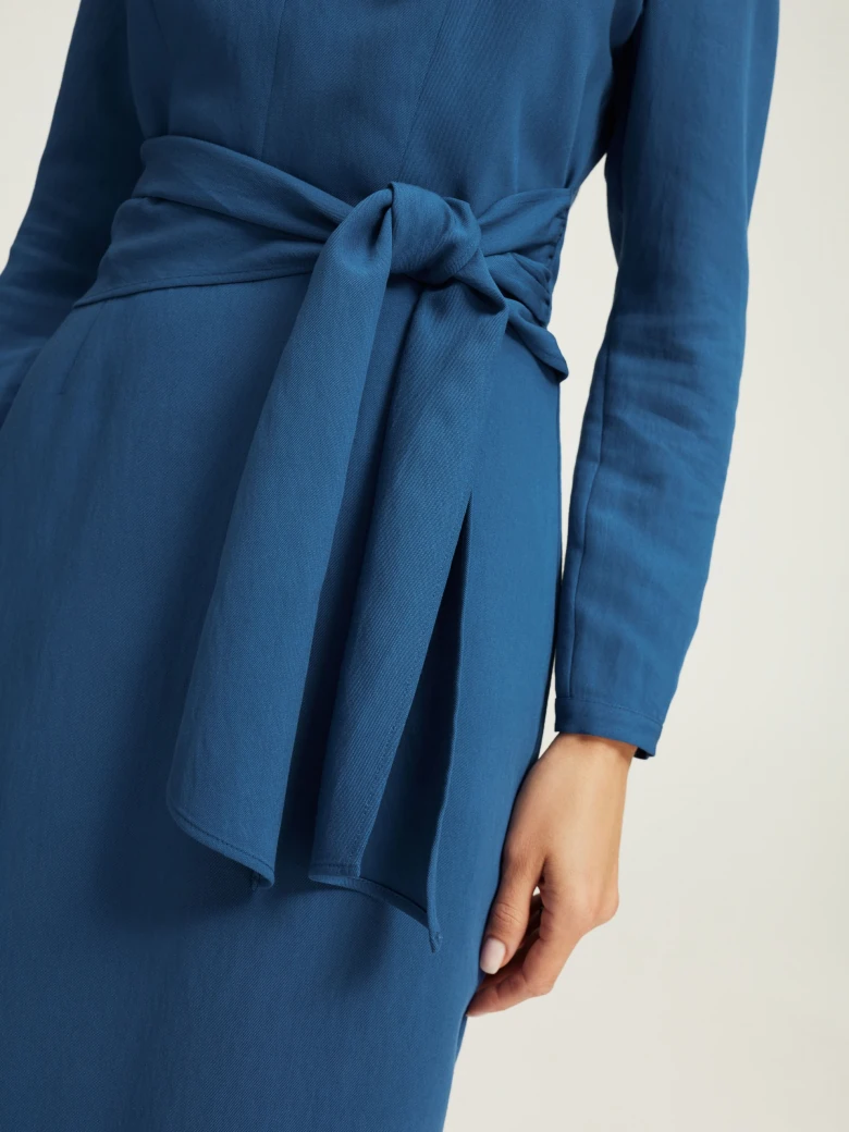 Blue tied dress