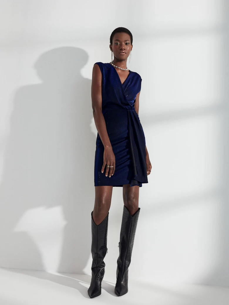 Navy blue shimmering fabric dress