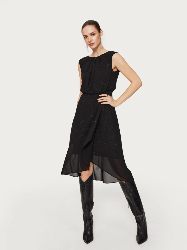Black dress made of shiny material