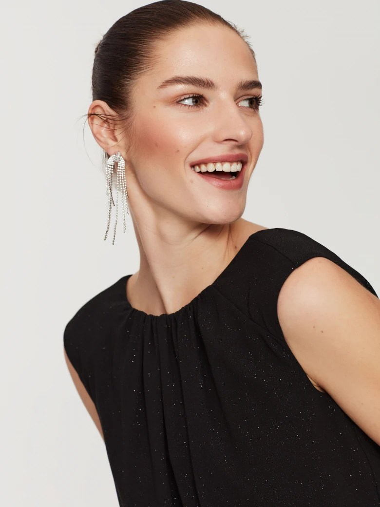 Black dress made of shiny material
