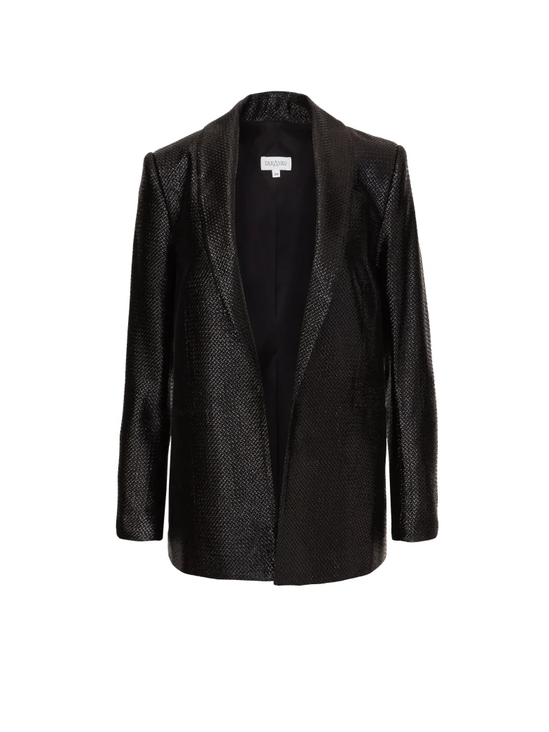Black jacket made of shiny material