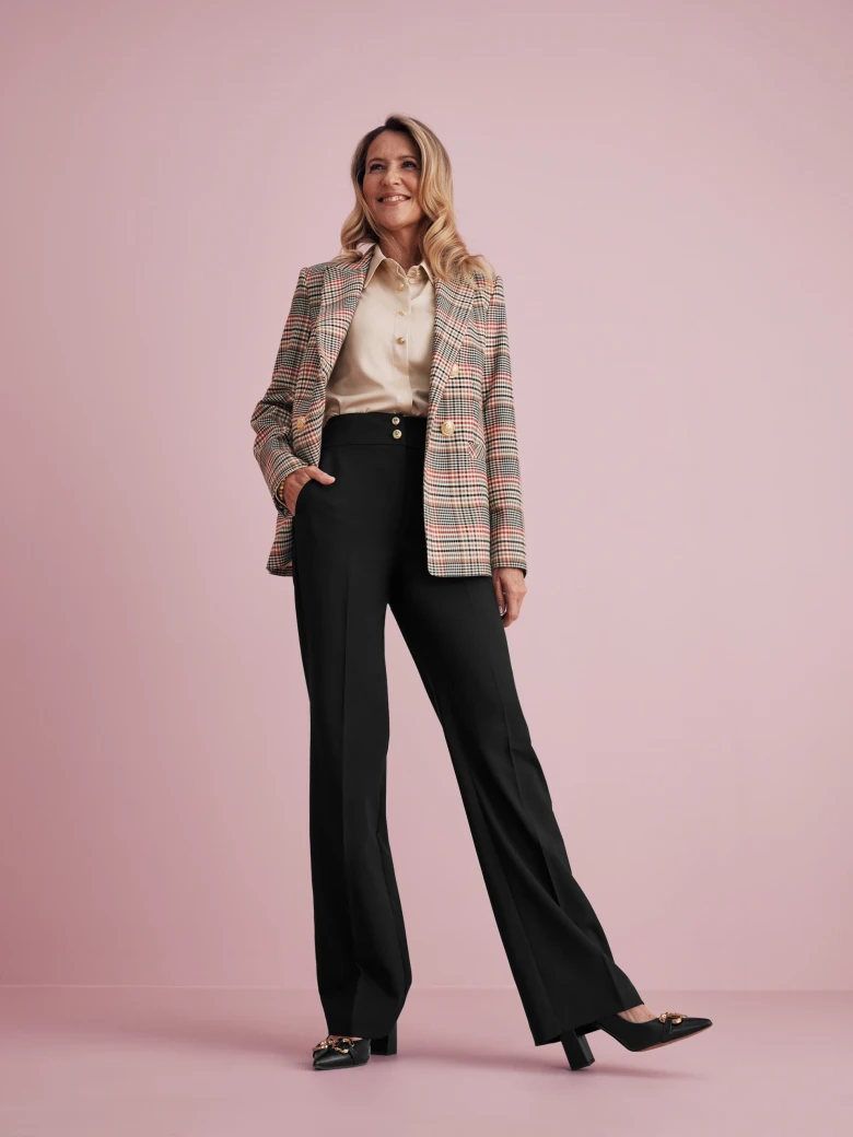 Double-breasted checked jacket