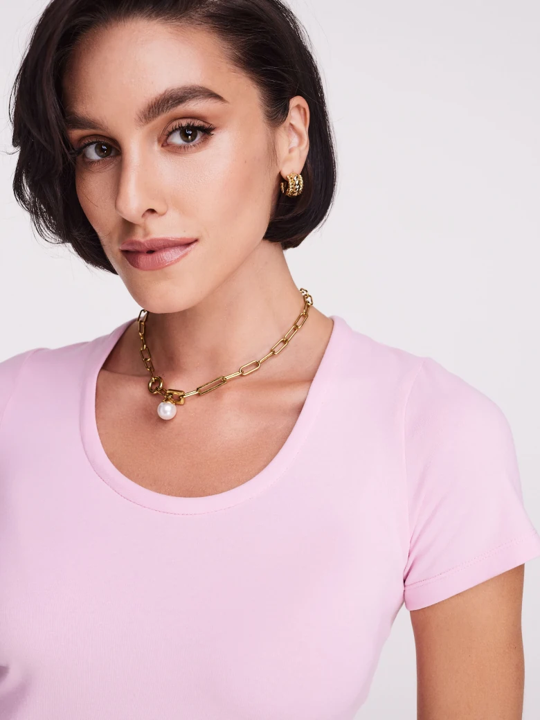 Powder pink short sleeve blouse