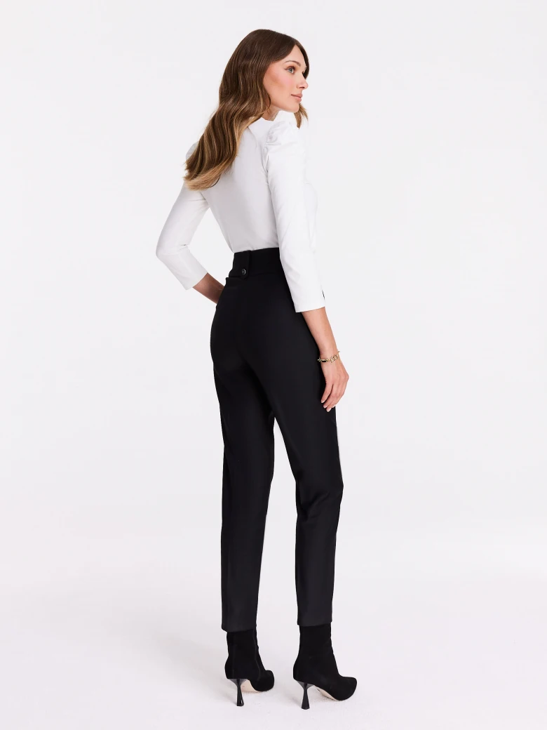 White blouse with buff sleeves