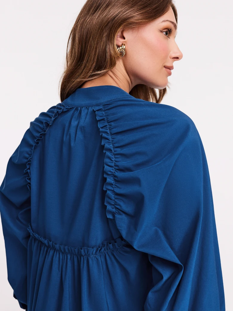 Blue button-down blouse