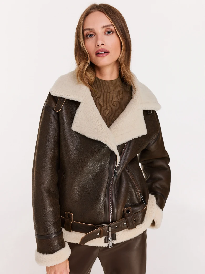 Leather pilot jacket-Taranko