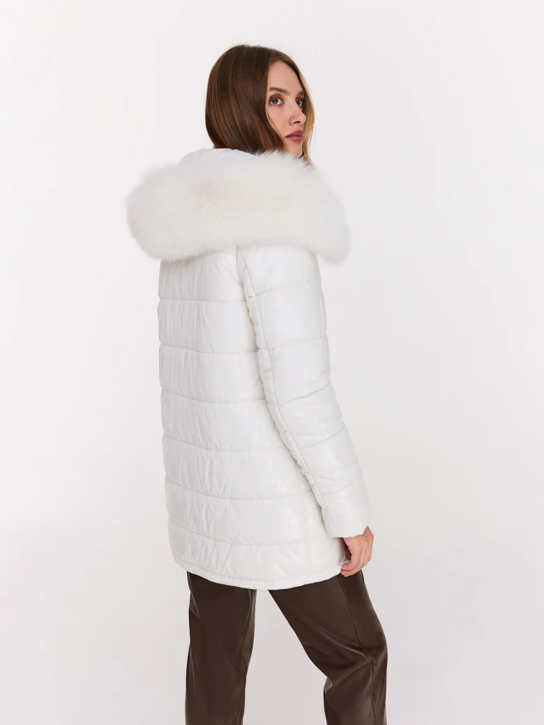 Quilted coat in white color