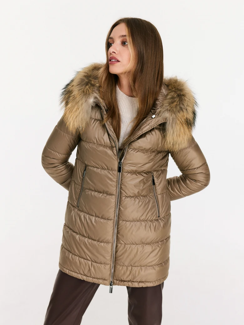 quilted coat in gold