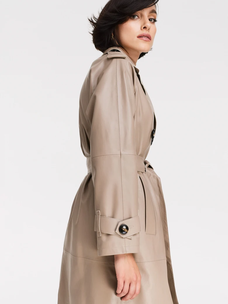 Beige leather trench