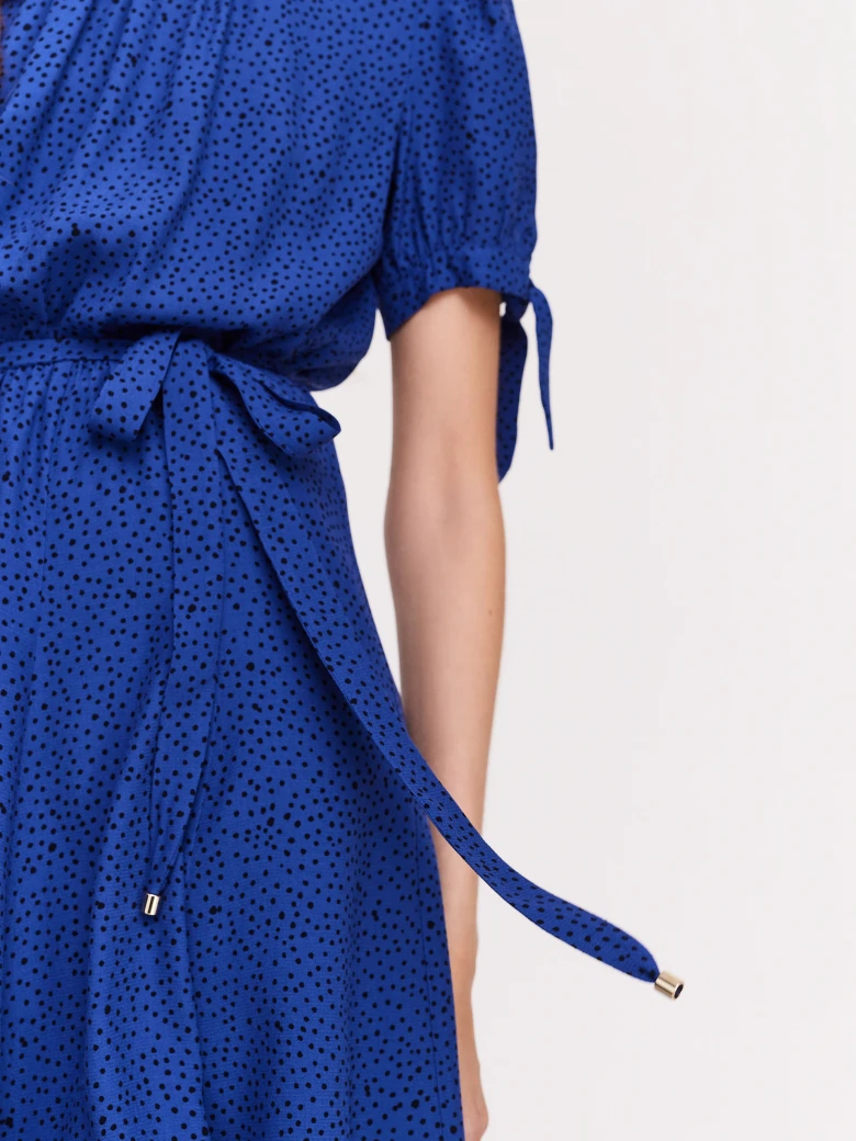 Navy blue short dress with bows