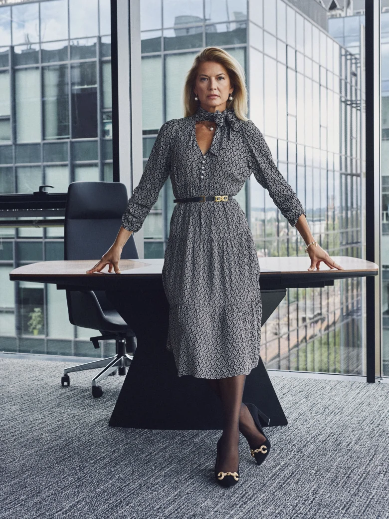 Viscose dress with tied neckline