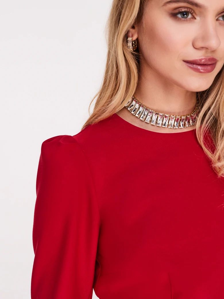 Red dress with added viscose