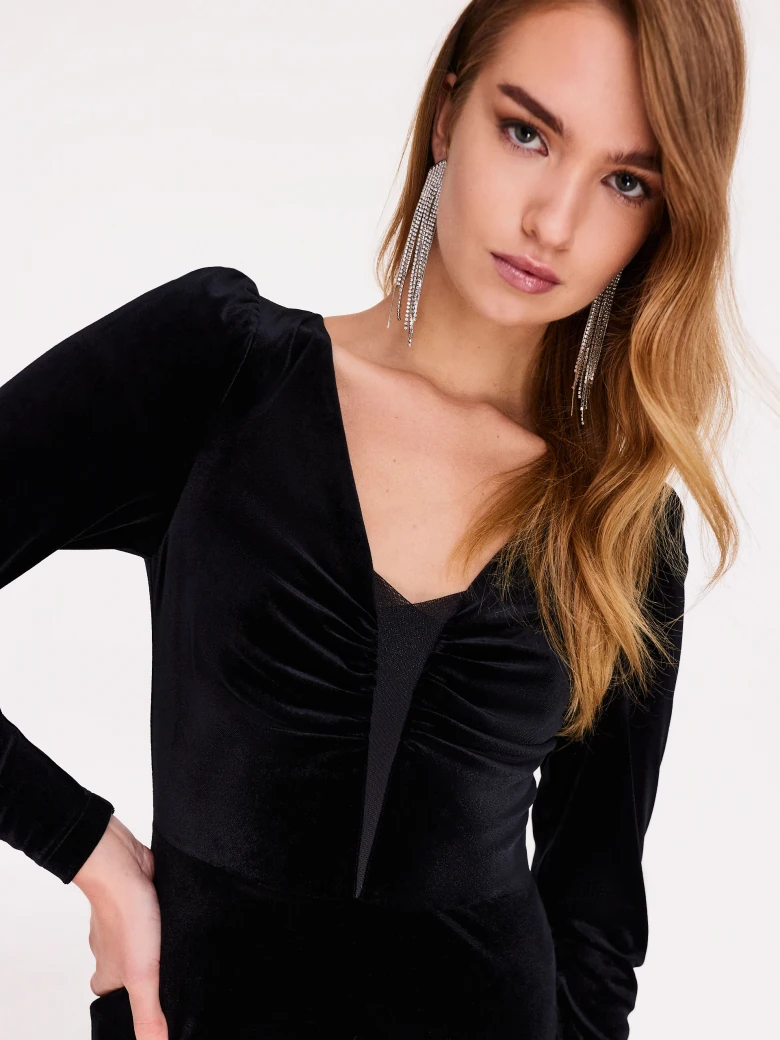 Black velour dress with buffets