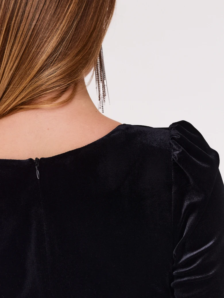 Black velour dress with buffets