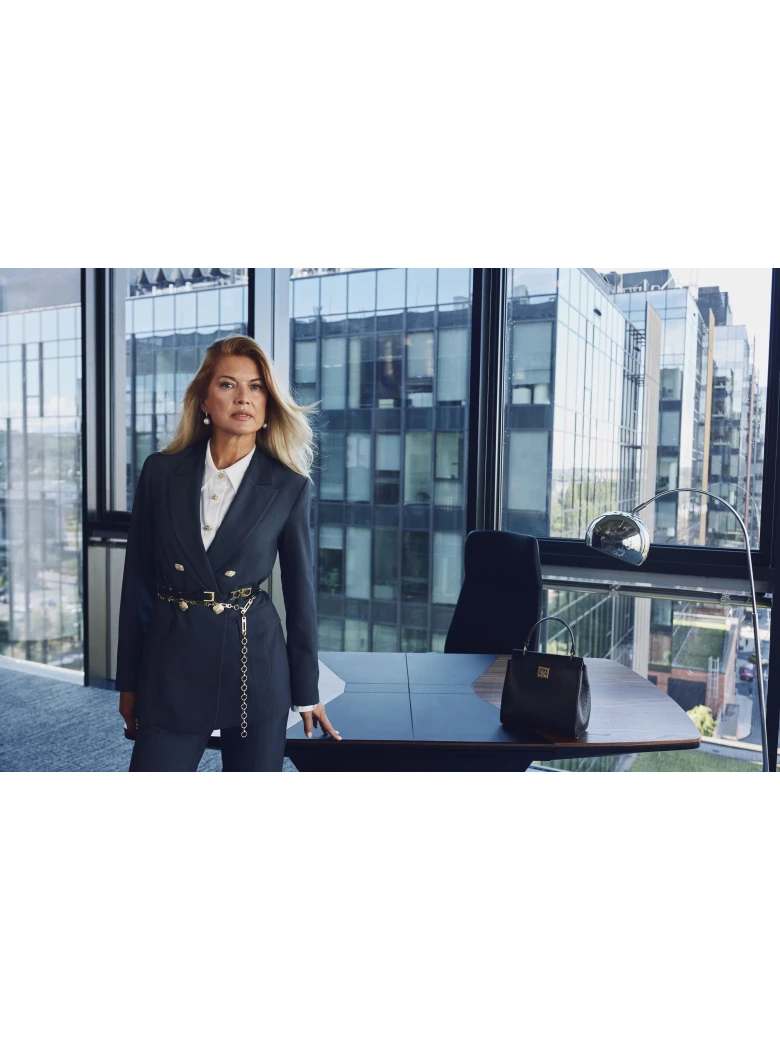 High-waisted suit pants