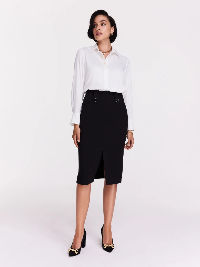 Elegant black high-waisted skirt