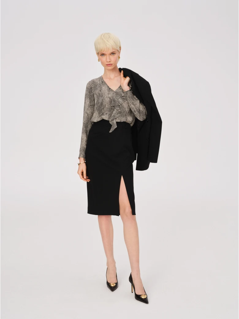 Viscose and bamboo blouse with frill