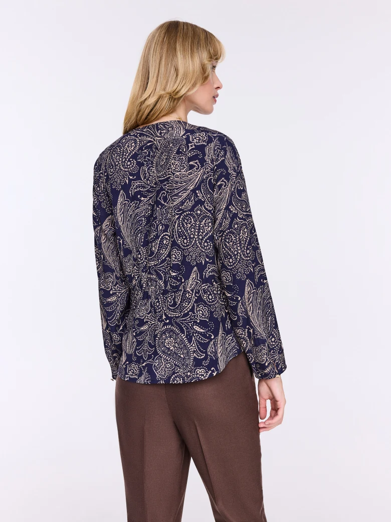 Navy blue blouse with oriental patterns