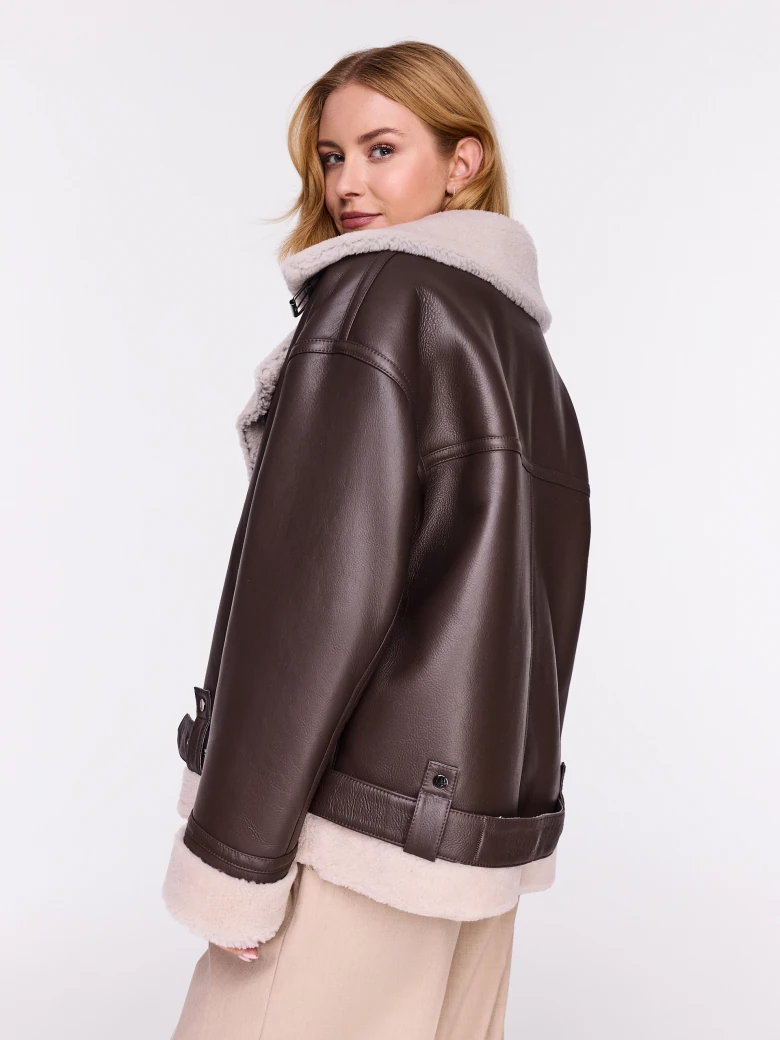 Chocolate merino leather pilot jacket