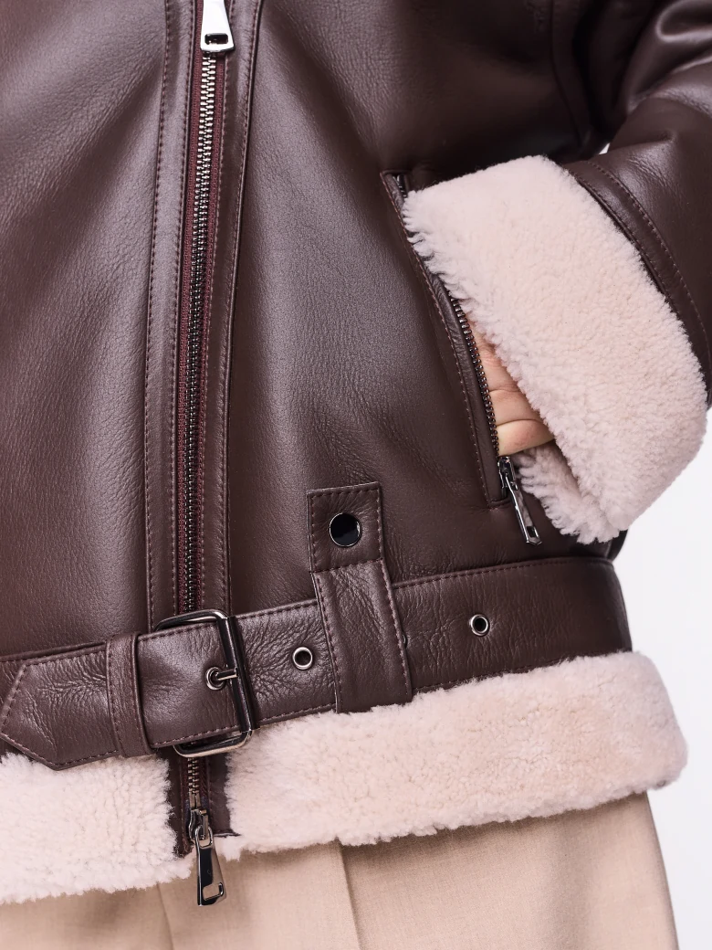 Chocolate merino leather pilot jacket