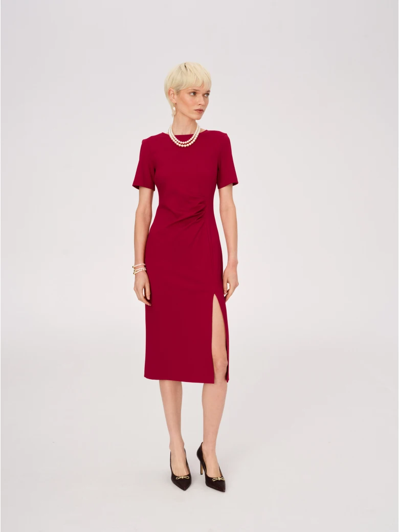 Elegant red dress with ruffles