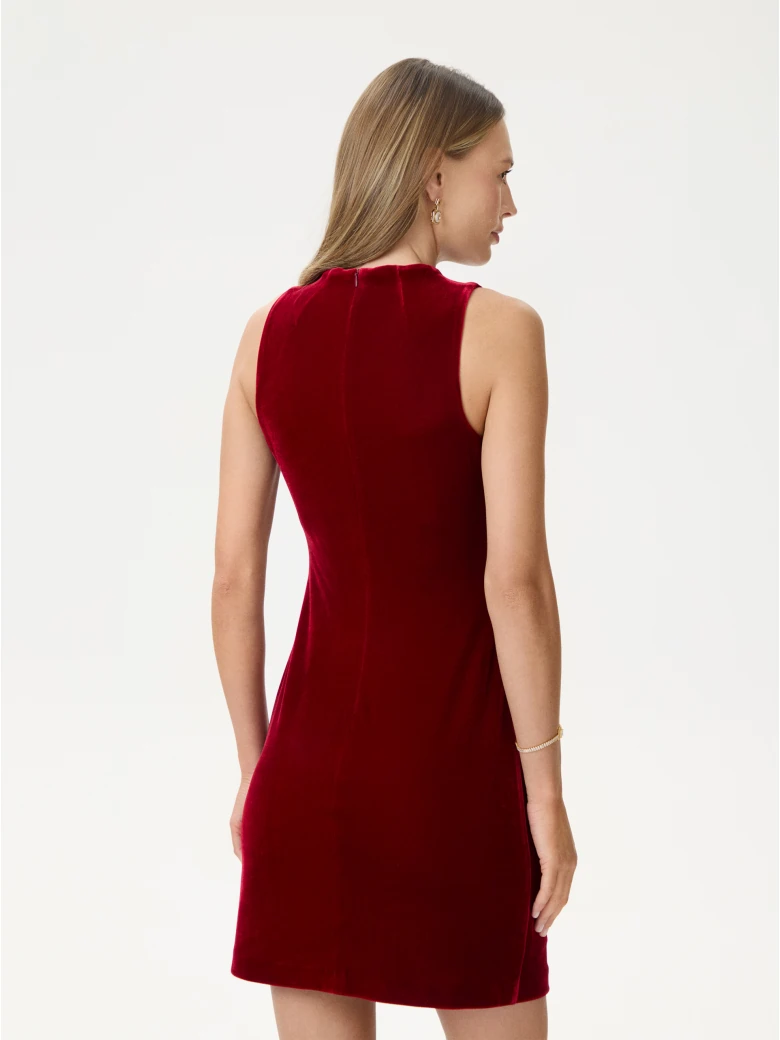 Velour dress with ruffles