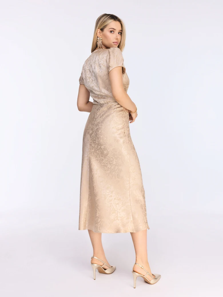 Midi dress with envelope neckline