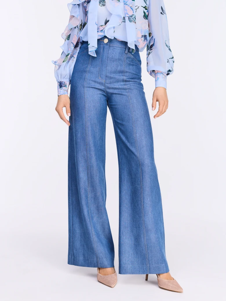 High-waisted denim pants