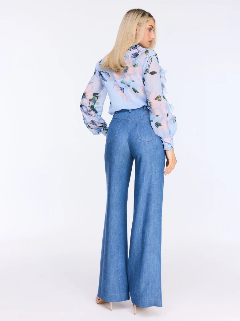 High-waisted denim pants