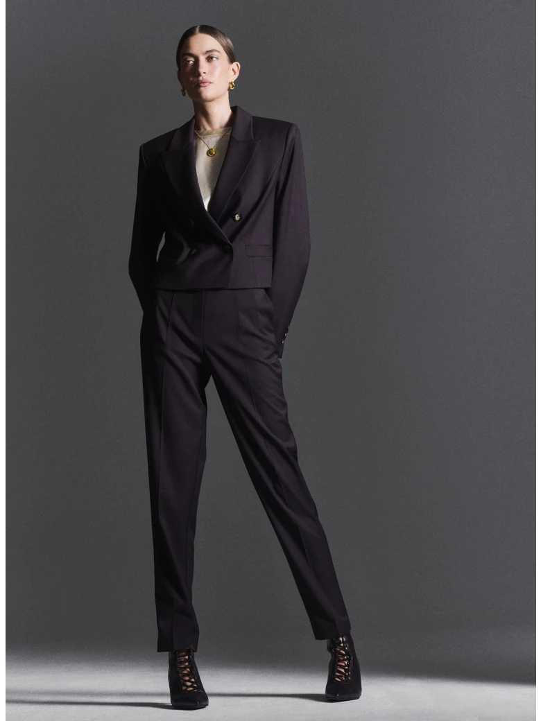 High-waisted chocolate cigarette pants