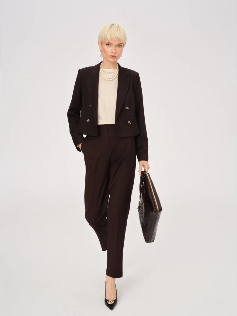 High-waisted chocolate cigarette pants
