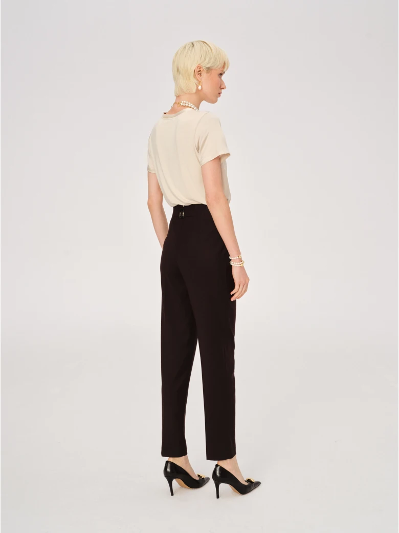 High-waisted chocolate cigarette pants