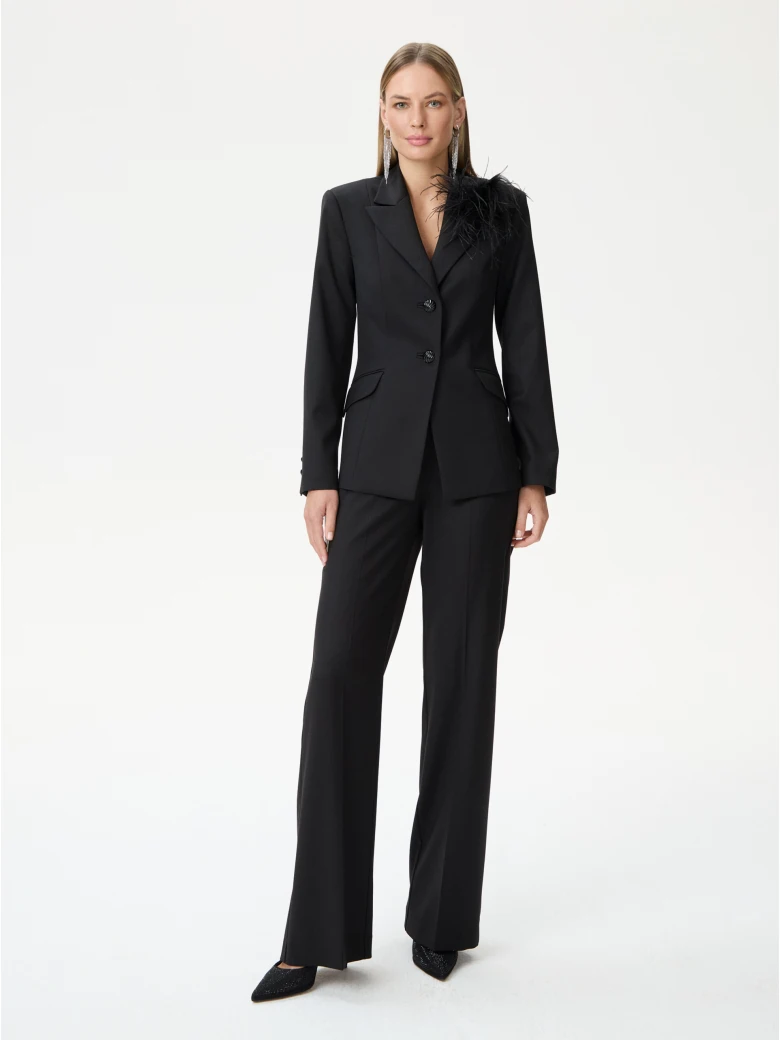 Black elegant wide-leg pants