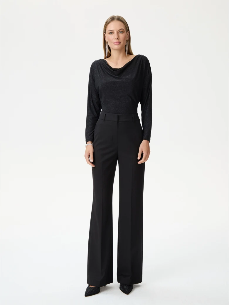 Black elegant wide-leg pants