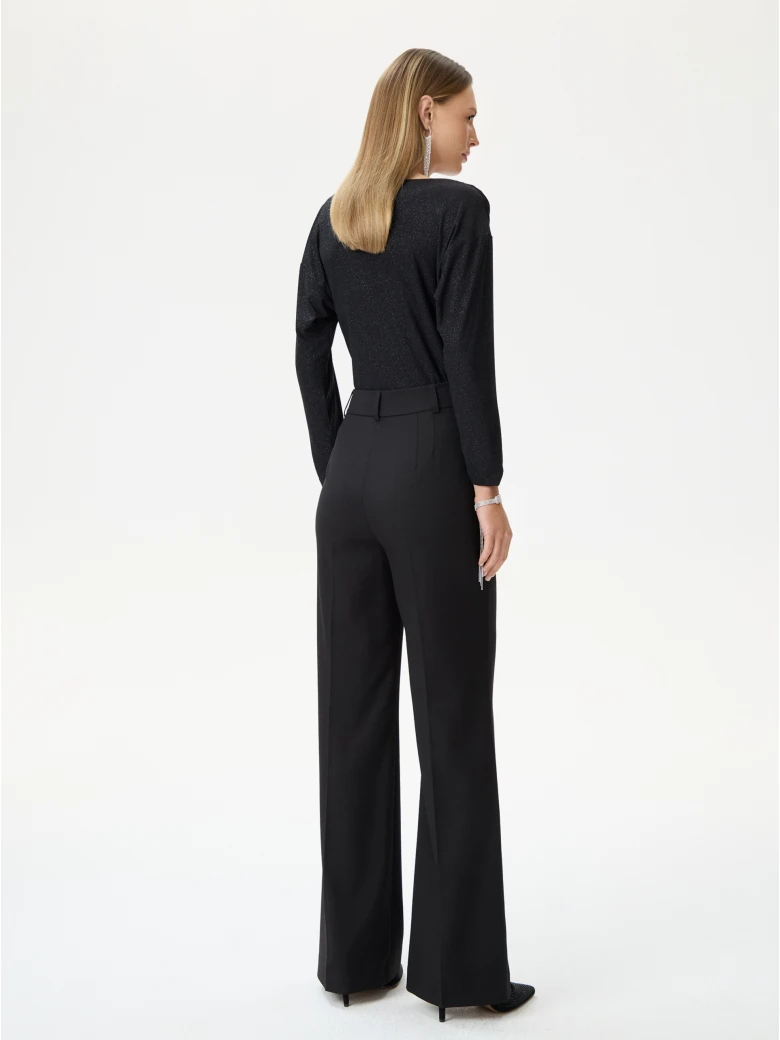 Black elegant wide-leg pants