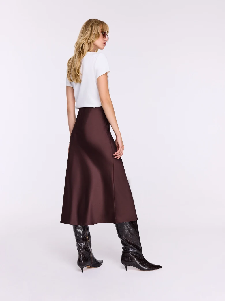 Chocolate brown satin skirt